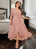 Bailey A-line V-Neck Chiffon Dresses UKP0015529