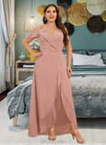 Hanna A-line V-Neck Chiffon Dresses UKP0015533