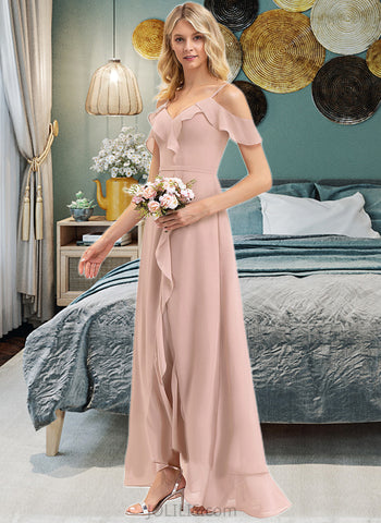 Hanna A-line V-Neck Chiffon Dresses UKP0015533