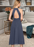 Aylin A-line Round Neck Chiffon Dresses UKP0015536