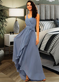 Leslie A-line V-Neck Chiffon Dresses UKP0015538