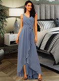 Leslie A-line V-Neck Chiffon Dresses UKP0015538