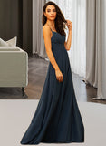 Monica A-line V-Neck Chiffon Dresses UKP0015543