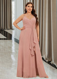 Thirza A-line V-Neck Chiffon Dresses UKP0015544