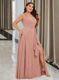 Thirza A-line V-Neck Chiffon Dresses UKP0015544