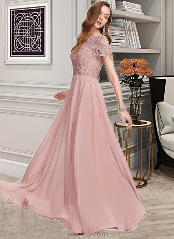 Julie A-line Round Neck Chiffon Dresses UKP0015545