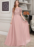 Julie A-line Round Neck Chiffon Dresses UKP0015545