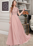 Julie A-line Round Neck Chiffon Dresses UKP0015545