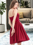 Dulce A-line V-Neck Satin Dresses UKP0015550