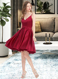 Dulce A-line V-Neck Satin Dresses UKP0015550