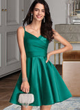 Taniyah A-line V-Neck Satin Dresses UKP0015554