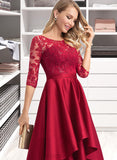 Sherry A-line Round Neck Satin Dresses UKP0015555