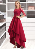 Sherry A-line Round Neck Satin Dresses UKP0015555