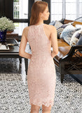 Juliette Sheath Round Neck Lace Dresses UKP0015557