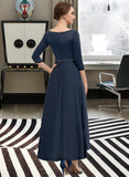 Eloise A-line V-Neck Satin Dresses UKP0015561