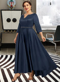 Eloise A-line V-Neck Satin Dresses UKP0015561