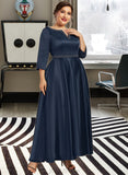 Eloise A-line V-Neck Satin Dresses UKP0015561