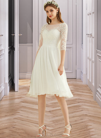 Marisol A-line Lace Chiffon Dresses UKP0015569