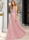 Lori A-line V-Neck Chiffon Dresses UKP0015646