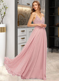 Lori A-line V-Neck Chiffon Dresses UKP0015646