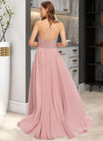 Lori A-line V-Neck Chiffon Dresses UKP0015646