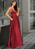 Laylah A-line V-Neck Satin Dresses UKP0015648