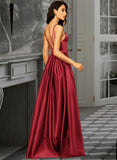 Laylah A-line V-Neck Satin Dresses UKP0015648