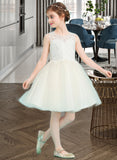 Leilani A-Line Knee-length Flower Girl Dress - Tulle/Lace Sleeveless Scoop Neck With Back Hole UKP0015714