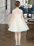 Leilani A-Line Knee-length Flower Girl Dress - Tulle/Lace Sleeveless Scoop Neck With Back Hole UKP0015714