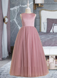 Kit Ball-Gown/Princess Floor-length Flower Girl Dress - Tulle Sleeveless Scoop Neck With Bow(s)/Back Hole UKP0015718