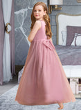 Kit Ball-Gown/Princess Floor-length Flower Girl Dress - Tulle Sleeveless Scoop Neck With Bow(s)/Back Hole UKP0015718