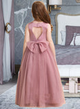 Kit Ball-Gown/Princess Floor-length Flower Girl Dress - Tulle Sleeveless Scoop Neck With Bow(s)/Back Hole UKP0015718