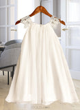 Nicole A-Line Knee-length Flower Girl Dress - Chiffon Sleeveless Scoop Neck With Lace UKP0015732