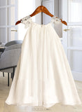 Nicole A-Line Knee-length Flower Girl Dress - Chiffon Sleeveless Scoop Neck With Lace UKP0015732