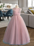 Yuliana Ball-Gown/Princess Floor-length Flower Girl Dress - Satin/Tulle/Lace Sleeveless Scoop Neck With Beading/Sequins UKP0015735