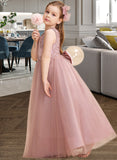 Yuliana Ball-Gown/Princess Floor-length Flower Girl Dress - Satin/Tulle/Lace Sleeveless Scoop Neck With Beading/Sequins UKP0015735