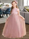 Yuliana Ball-Gown/Princess Floor-length Flower Girl Dress - Satin/Tulle/Lace Sleeveless Scoop Neck With Beading/Sequins UKP0015735