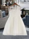 Terri A-Line Knee-length Flower Girl Dress - Tulle/Lace Sleeveless Scoop Neck UKP0015736