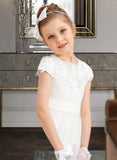 Alaina Ball Gown Floor-length Flower Girl Dress - Satin/Tulle Sleeveless Scoop Neck With Beading/Appliques UKP0015761