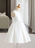 Kathryn A-Line/Princess Knee-length Flower Girl Dress - Satin Sleeveless Scoop Neck With Ruffles UKP0015767