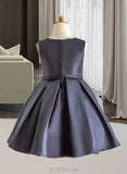 Kathryn A-Line/Princess Knee-length Flower Girl Dress - Satin Sleeveless Scoop Neck With Ruffles UKP0015767