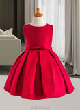 Kathryn A-Line/Princess Knee-length Flower Girl Dress - Satin Sleeveless Scoop Neck With Ruffles UKP0015767