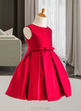 Kathryn A-Line/Princess Knee-length Flower Girl Dress - Satin Sleeveless Scoop Neck With Ruffles UKP0015767