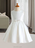 Kathryn A-Line/Princess Knee-length Flower Girl Dress - Satin Sleeveless Scoop Neck With Ruffles UKP0015767