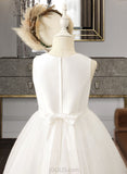 Heidy A-Line Tea-length Flower Girl Dress - Satin/Tulle Sleeveless Scoop Neck UKP0015773