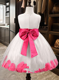 Clara Ball Gown Knee-length Flower Girl Dress - Cotton Blends Sleeveless Scoop Neck With Flower(s)/Bow(s) UKP0015776