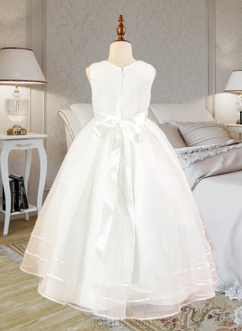 Sofia Ball-Gown/Princess Floor-length Flower Girl Dress - Organza/Satin Sleeveless Scoop Neck With Bow(s) (Petticoat NOT included) UKP0015778