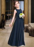 Anaya Empire Floor-length Flower Girl Dress - Chiffon Sleeveless Scoop Neck With Bow(s) UKP0015781