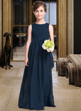 Anaya Empire Floor-length Flower Girl Dress - Chiffon Sleeveless Scoop Neck With Bow(s) UKP0015781