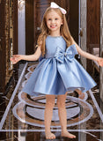 Shayna Ball-Gown/Princess Knee-length Flower Girl Dress - Satin Sleeveless Scoop Neck With Bow(s) UKP0015782